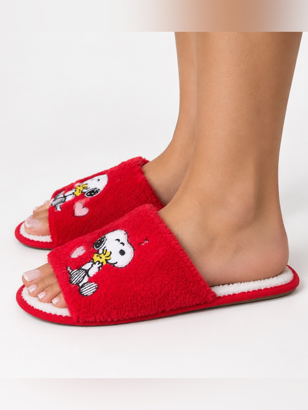 Peanuts Red Snoopy & Woodstock Plush Kids Slippers